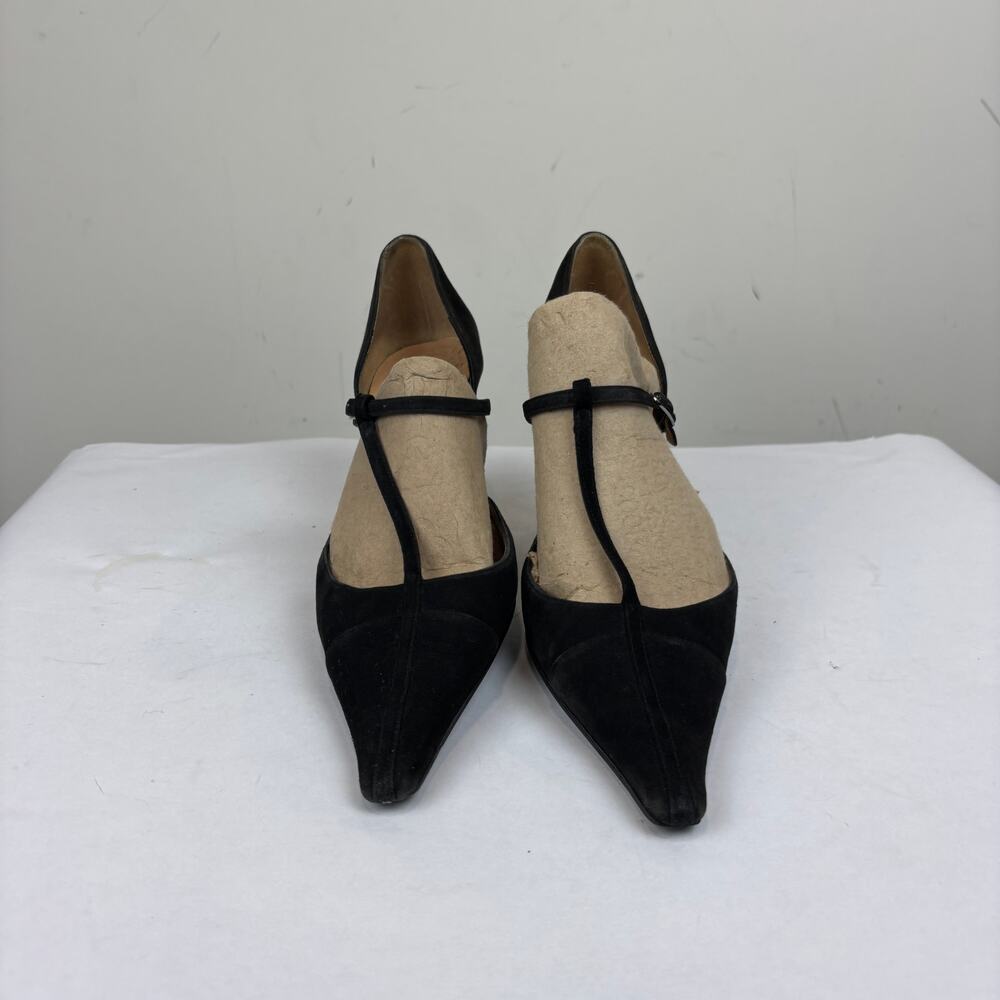 Vintage Chanel Suede Strappy Pointed Toe Kitten Heels Women's 39 - Picture 2 of 14